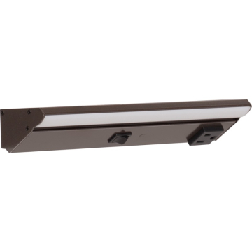 Task Lighting 10.5" Lighted Power Strip w/ Switch - 1 Black Single Receptacle - 2700K - 200 Lumens - 120V - Bronze