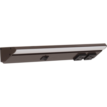 Task Lighting 12.5" Lighted Power Strip w/ Switch - 2 Black Single Receptacles - 4000K - 400 Lumens - 120V - Bronze