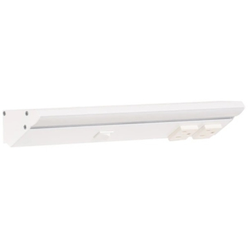 Task Lighting 12.5" Lighted Power Strip w/ Switch - 2 White Single Receptacles - 2700K - 400 Lumens - 120V - White