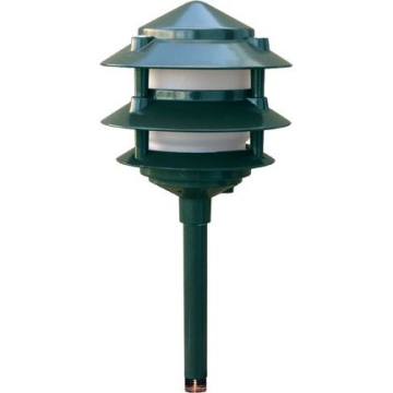 Dabmar 4W LED 13" 3-Tier Pagoda LED Pathway Light - 3000K - 12V - Green
