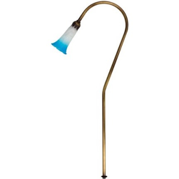 Dabmar 3W 28" LED Pathway Light - Blue Shade - Turtle Friendly Amber - 12V - Antique Brass