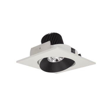 Nora Lighting 4" Iolite LED Downlight - Square Adjustable Cone - 10° Optic - 800 Lumens - 2700K - Black / White