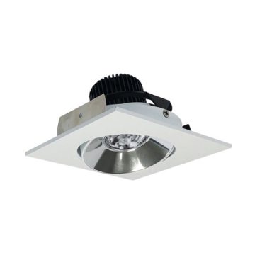 Nora Lighting 4" Iolite LED Downlight - Square Adjustable Cone - 10° Optic - 800 Lumens - 2700K - Specular Clear / Matte Powder White