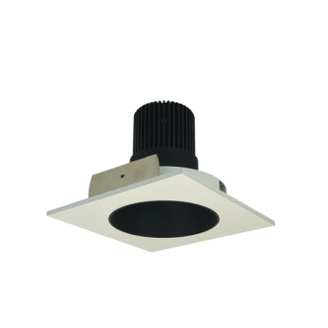 Nora Lighting 4" Iolite LED Downlight - Square Deep Reflector w/ Round Aperture - 10° Optic - 800 Lumens - 2700K - Black / White