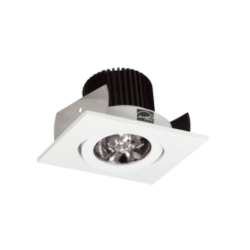 Nora Lighting 2" Iolite LED Downlight - Square Adjustable Gimbal - 10° Optic - 800 Lumens - 3500K - Matte Powder White