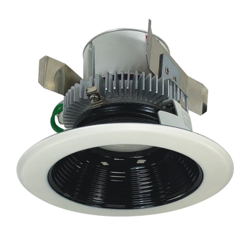 Nora Lighting 4" 12W Cobalt Round LED Retrofit Downlight - Dimmable - 2700K - 750 Lumens - 120V - White Trim / Black Reflector