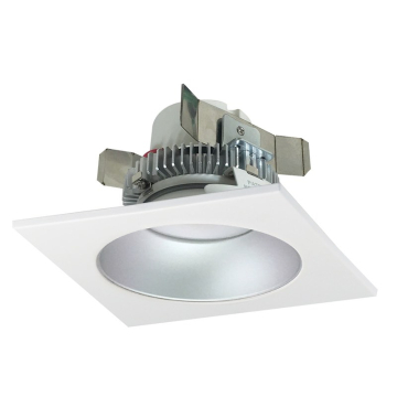 Nora Lighting 4" 12W Cobalt Square LED Retrofit Downlight - Dimmable - 2700K - 750 Lumens - 120V - White Trim / Silver Round Reflector