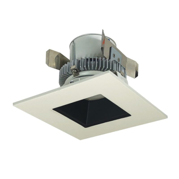 Nora Lighting 4" 12W Cobalt Square LED Retrofit Downlight - Dimmable - 2700K - 750 Lumens - 120V - White Trim / Black Reflector