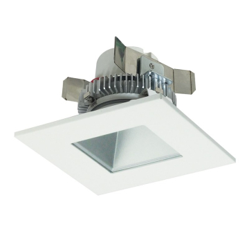 Nora Lighting 4" 12W Cobalt Square LED Retrofit Downlight - Dimmable - 2700K - 750 Lumens - 120V - White Trim / Silver Reflector