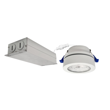 Nora Lighting 4" M-Wave Can-less Adjustable LED Downlight - 14W - 1,250 Lumens - 2700K - 90° Tilt - 120V - Matte Powder White