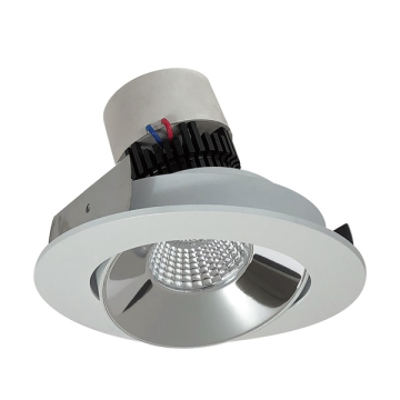 Nora Lighting 4" Pearl LED Retrofit Downlight - Round Adjustable Cone - 950 Lumens - Dim to Warm - Chrome / Matte Powder White