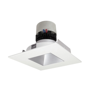 Nora Lighting 4" Pearl LED Retrofit Downlight - Square Deep Regressed - 850 Lumens - Dim to Warm - Haze / Matte Powder White