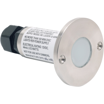 NSL LED Minidisc Light - Blue LED - Stainless Steel Finish - 12V