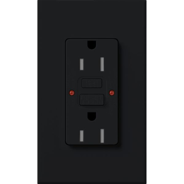 Lutron Nova T Architectural 15A GFCI Receptacle - Tamper Resistant - Black