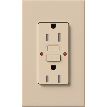 Lutron Nova T Architectural 15A GFCI Receptacle - Tamper Resistant - Taupe