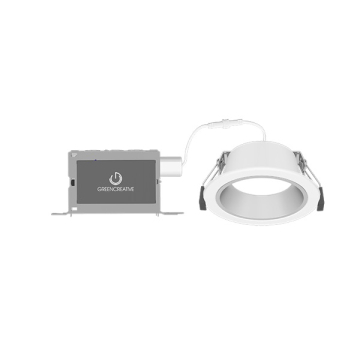 Green Creative NYX Direct Mount 4" Round LED Downlight - 7 | 10 | 15 | 20W - CCT Selectable - Wide Beam - Dual Dimming - 120-277V - Clear Reflector / White Flange