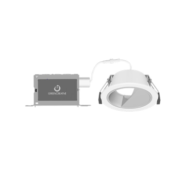 Green Creative NYX Direct Mount 4" Round LED Downlight - 7 | 10 | 15 | 20W - CCT Selectable - Wall Wash - Dual Dimming - 120-277V - Clear Reflector / White Flange