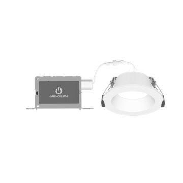 Green Creative NYX Direct Mount 4" Round LED Downlight - 7 | 10 | 15 | 20W - CCT Selectable - Wide Beam - Dual Dimming - 120-277V - White Reflector / White Flange