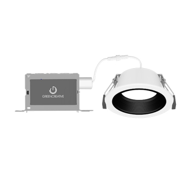 Green Creative NYX Direct Mount 4" Round LED Downlight - 7 | 10 | 15 | 20W - CCT Selectable - Wide Beam - Dual Dimming - 120-277V - Black Baffle Reflector / White Flange