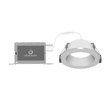 Green Creative NYX Direct Mount 4" Round LED Downlight - 7 | 10 | 15 | 20W - CCT Selectable - Wide Beam - Dual Dimming - 120-277V - Clear Reflector / Clear Flange