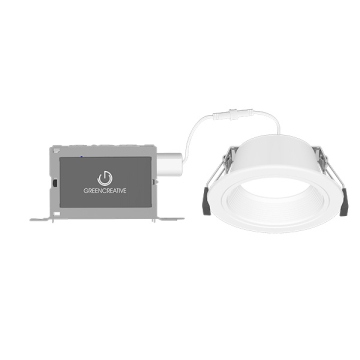 Green Creative NYX Direct Mount 4" Round LED Downlight - 7 | 10 | 15 | 20W - CCT Selectable - Wide Beam - Dual Dimming - 120-277V - White Baffle Reflector / White Flange