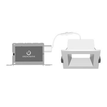 Green Creative NYX Direct Mount 4" Square LED Downlight - 7 | 10 | 15 | 20W - CCT Selectable - Wide Beam - Dual Dimming - 120-277V - Clear Reflector / Clear Flange