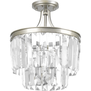Progress Lighting Glimmer 15.5" 3-Light Semi-Flush Ceiling Light - Convertible - 120V - Silver Ridge