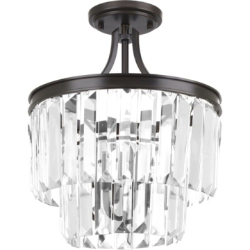 Progress Lighting Glimmer 15.5" 3-Light Semi-Flush Ceiling Light - Convertible - 120V - Antique Bronze