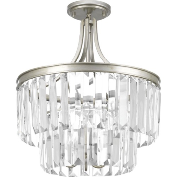 Progress Lighting Glimmer 19" 3-Light Semi-Flush Ceiling Light - Convertible - 120V - Silver Ridge
