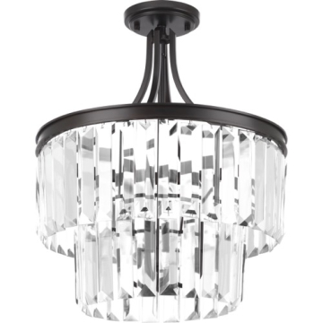 Progress Lighting Glimmer 19" 3-Light Semi-Flush Ceiling Light - Convertible - 120V - Antique Bronze