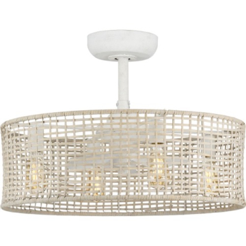 Progress Lighting Belva 25" 3-Blade Ceiling Fandelier - 120V - Cottage White