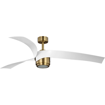 Progress Lighting Insigna 60" 3-Blade LED Ceiling Fan - 3000K - 120V - Vintage Brass / Matte White Blades