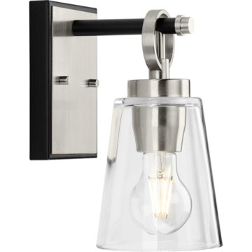 Progress Lighting Cassell 1-Light Bath Vanity Sconce - 120V - Brushed Nickel