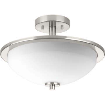 Progress Lighting Replay 2-Light Semi-Flush Ceiling Light - Convertible - 120V - Brushed Nickel