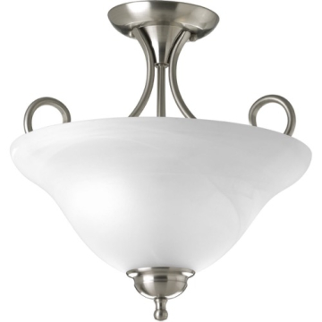 Progress Lighting Melon 2-Light Semi-Flush Ceiling Light - 120V - Brushed Nickel