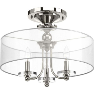 Progress Lighting Marche 3-Light Semi-Flush Ceiling Light - Convertible - 120V - Polished Nickel