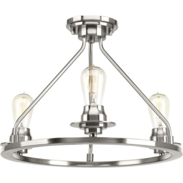 Progress Lighting Debut 3-Light Semi-Flush Ceiling Light - Convertible - 120V - Brushed Nickel