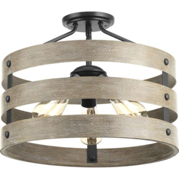 Progress Lighting Gulliver 3-Light Semi-Flush Ceiling Light - Convertible - 120V - Graphite