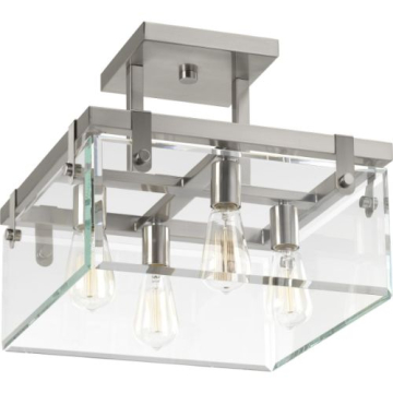 Progress Lighting Glayse Semi-Flush Ceiling Light - Convertible - 120V - Brushed Nickel