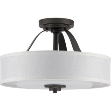 Progress Lighting Kene 2-Light Semi-Flush Ceiling Light - Convertible - 120V - Graphite