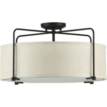 Progress Lighting Kempsey 3-Light Semi-Flush Ceiling Light - Convertible - 120V - Antique Bronze