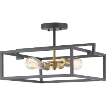 Progress Lighting Blakely 2-Light Semi-Flush Ceiling Light - Convertible - 120V - Graphite