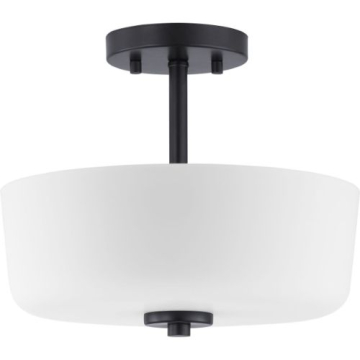 Progress Lighting Tobin 2-Light Semi-Flush Ceiling Light - Convertible - 120V - Matte Black