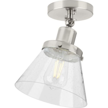 Progress Lighting Hinton Adjustable Semi-Flush Mount - Clear Glass Shade - 120V - Brushed Nickel
