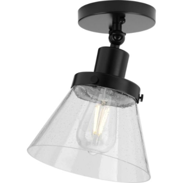 Progress Lighting Hinton Adjustable Semi-Flush Mount - Clear Glass Shade - 120V - Matte Black