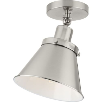 Progress Lighting Hinton Adjustable Semi-Flush Mount - Metal Shade - 120V - Brushed Nickel