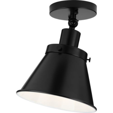 Progress Lighting Hinton Adjustable Semi-Flush Mount - Metal Shade - 120V - Matte Black