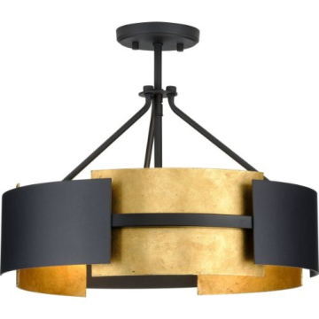 Progress Lighting Lowery 3-Light Semi-Flush Ceiling Light - Convertible - 120V - Textured Black