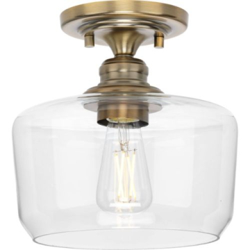 Progress Lighting Aiken Semi-Flush Mount - 120V - Vintage Brass
