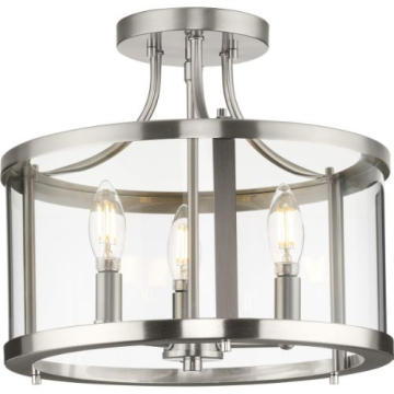 Progress Lighting Gilliam 3-Light Semi-Flush Mount - 120V - Brushed Nickel